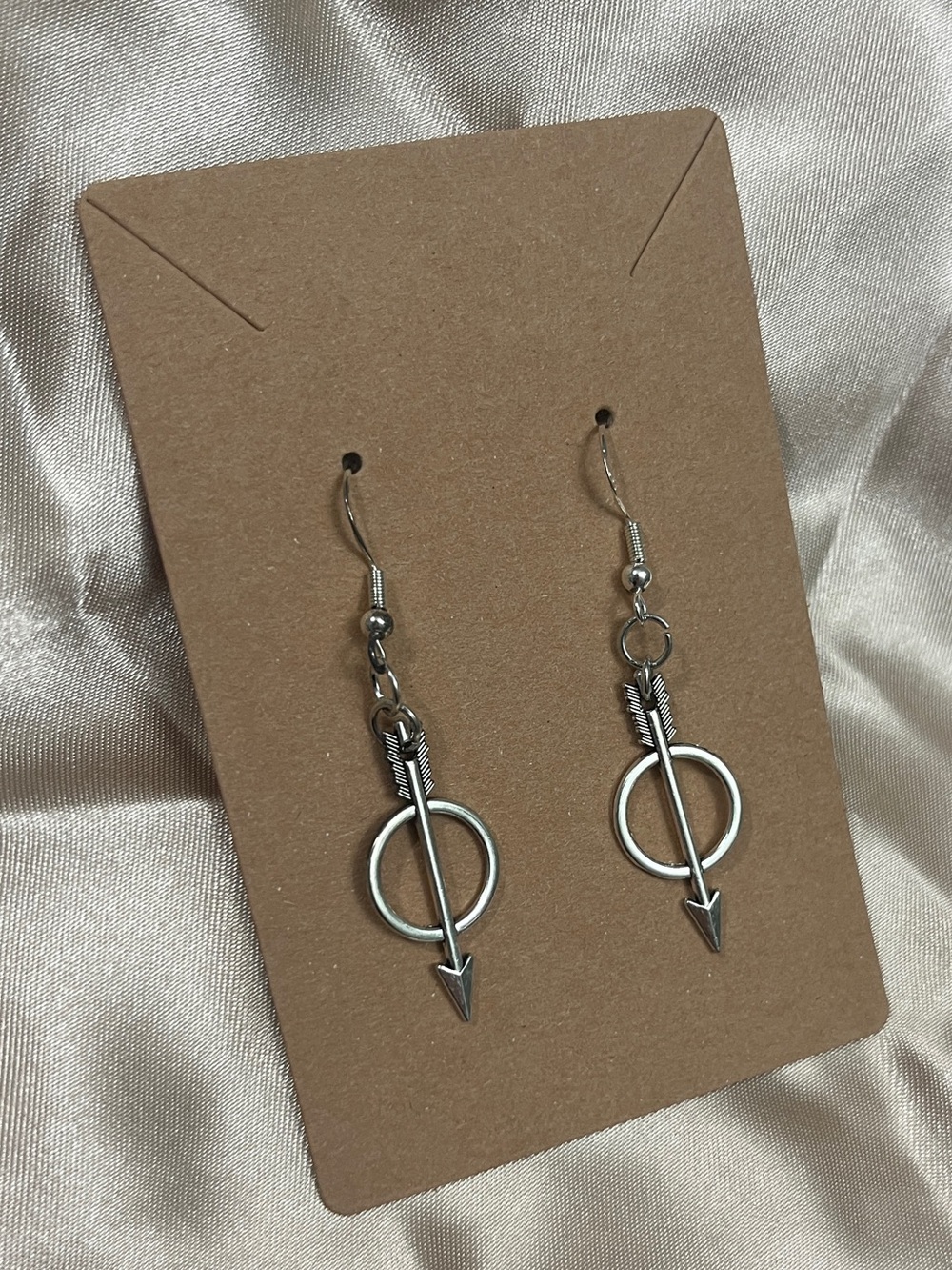 Silver Arrow Through Circle Drop Earrings Sterling silver